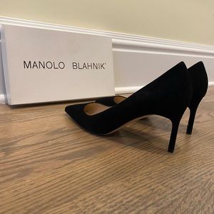 Black Suede Manolo Blahnik Heels, size 7.5
